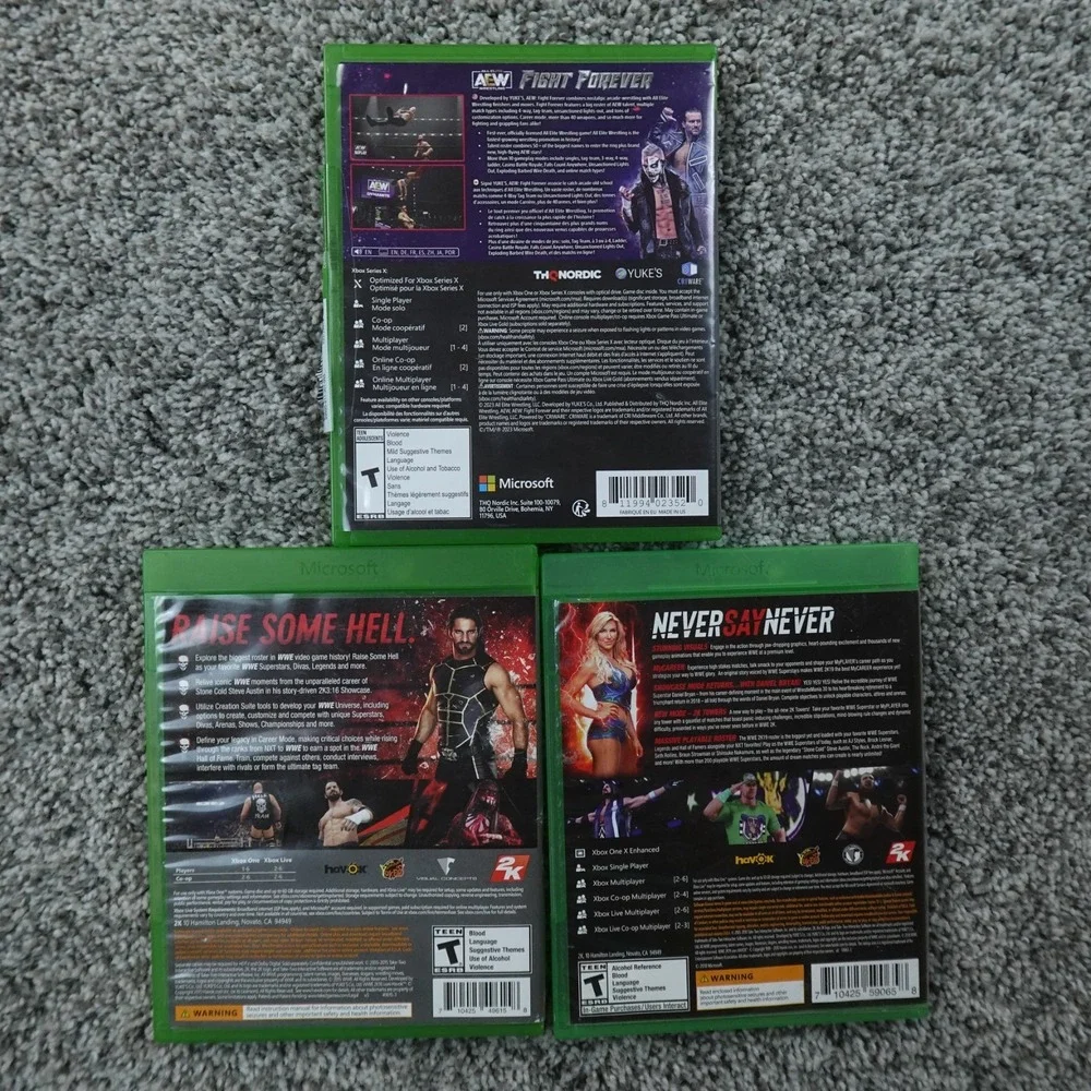 WWE 2K19 2K16 AEW Fight Forever Xbox One Video Game Bundle Lot 3 Set Wresting